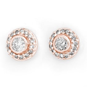 0.90 ctw Certified VS/SI Diamond Stud Earrings 14k Rose Gold