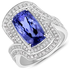 6.62 CT Genuine Tanzanite and White