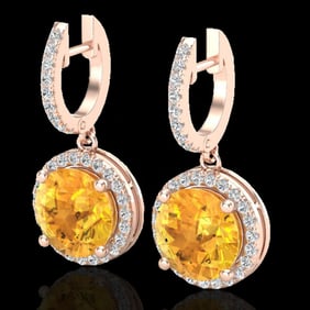 4 ctw Citrine & Micro Pave VS/SI Diamond Designer 14k Rose Gold