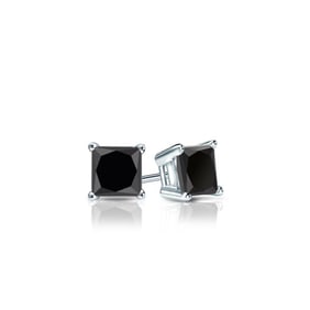 Natural 0.50 CTW Black Diamond Stud Earrings 18K White Gold