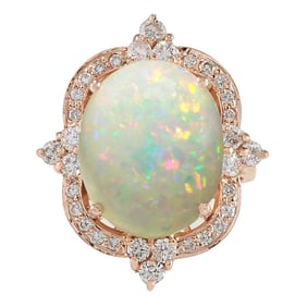 Opal Diamond Ring 14K Rose Gold