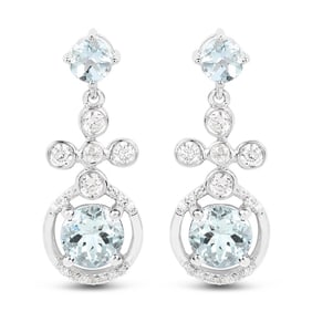 4.42 CT Genuine Aquamarine and White