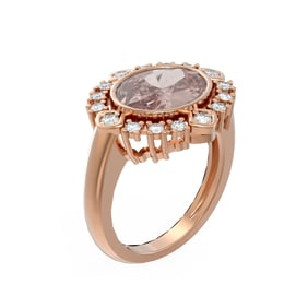 4.29 ctw Morganite & Diamond Ring 18K Rose Gold