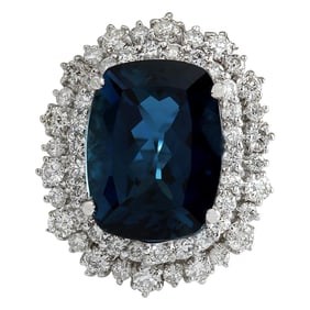 Natural Topaz Diamond Ring In 14K