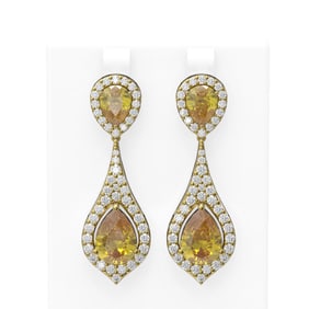 10.3 ctw Canary Citrine & Diamond Earrings 18K Yellow Gold