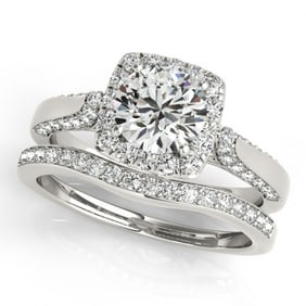 1.79 ctw Certified VS/SI Diamond 2pc Wedding Set Halo 14k White Gold