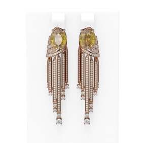 7.64 ctw Canary Citrine & Diamond Earrings 18K Rose Gold