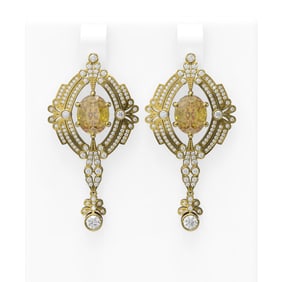 10.44 ctw Canary Citrine & Diamond Earrings 18K Yellow Gold
