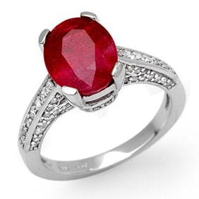 5.0 ctw Ruby & Diamond Ring 10k White Gold