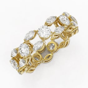 4.77 ctw Round & Marquise Diamond Eternity Band 18K Yellow Gold
