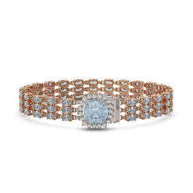 29.89 ctw Sky Topaz & Diamond Bracelet 14K Rose Gold