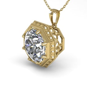 1 ctw Certified VS/SI Diamond Necklace Art Deco 18k Yellow Gold