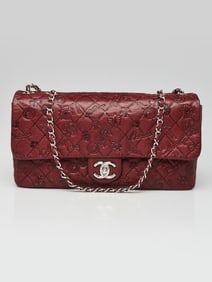 Chanel Dark Red Leather Embossed Lucky