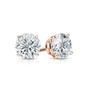 Natural 0.75 CTW Diamond Stud Earrings 18K Rose Gold