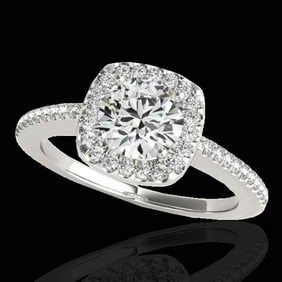 1.25 ctw Certified Diamond Solitaire Halo Ring 10k White Gold