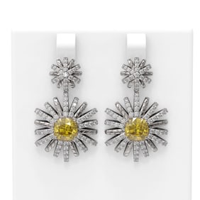 5.28 ctw Canary Citrine & Diamond Earrings 18K White Gold
