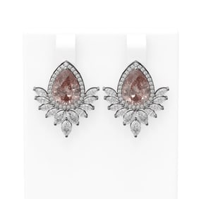 9.75 ctw Morganite & Diamond Earrings 18K White Gold