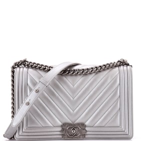 Chanel Boy Flap Bag Chevron Caviar
