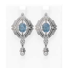 10.34 ctw Blue Topaz & Diamond Earrings 18K White Gold