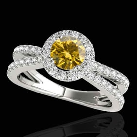 1.55 ctw Certified SI/I Fancy Intense Yellow Diamond Ring 10k White Gold