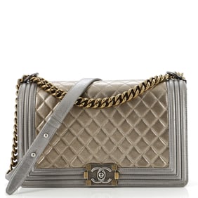 Chanel Bicolor Boy Flap Bag Quilted