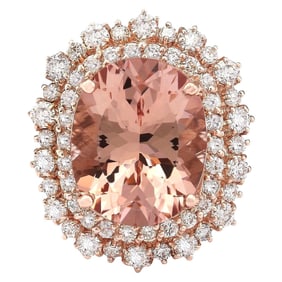 Morganite Diamond Ring 14K Rose Gold