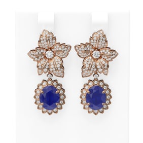 9.09 ctw Sapphire & Diamond Earrings 18K Rose Gold