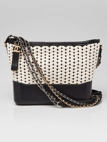 Chanel Beige/Black Knit Fabric and Leather