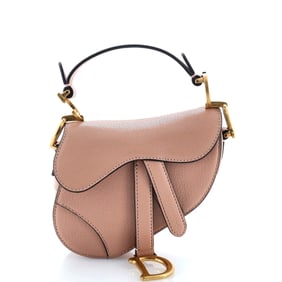 Christian Dior Saddle Handbag Leather Micro