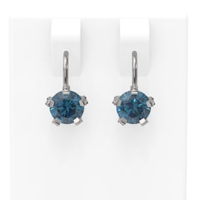2.32 ctw Intense Blue Diamond Earrings 18K White Gold