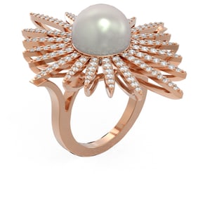 1.87 ctw Diamond & Pearl Ring 18K Rose Gold