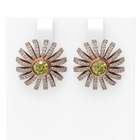 3 ctw Fancy Yellow Diamond Earrings 18K Rose Gold