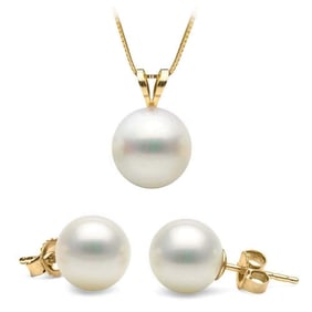 White South Sea Pearl Classic Pendant and Classic Stud Earring Set