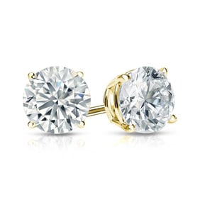 Natural 1.25 CTW Diamond Stud Earrings 18K Yellow Gold
