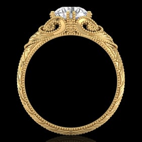 1 ctw VS/SI Diamond Solitaire Art Deco Ring 18k Yellow Gold