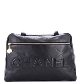 Chanel Logo Bowler Bag Stitched Calfskin