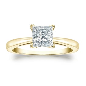 Natural 1.00 CTW Diamond Solitaire Ring 14K Yellow Gold