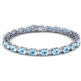 21.2 ctw Aquamarine & VS/SI Diamond Eternity Bracelet 10k White Gold