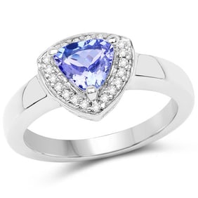 0.87 CT Genuine Tanzanite and White