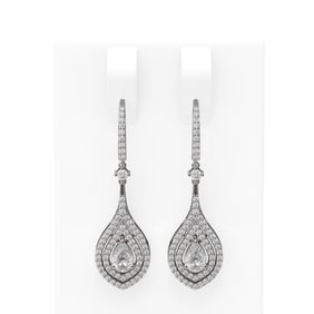 2.11 ctw Pear Diamond Earrings 18K White Gold