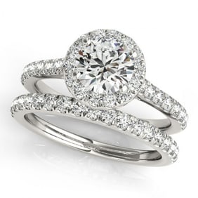1.71 ctw Certified VS/SI Diamond 2pc Wedding Set Halo 14k White Gold