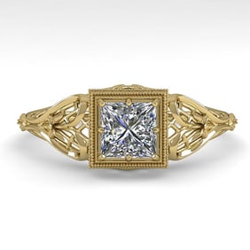 0.50 ctw VS/SI Princess Diamond Engagment Ring Art Deco 18k Yellow Gold