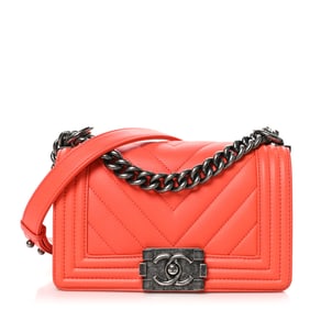 Chanel Calfskin Chevron Quilted Small Boy