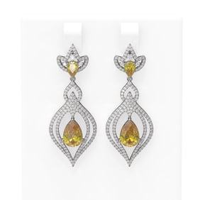 7.27 ctw Canary Citrine & Diamond Earrings 18K White Gold
