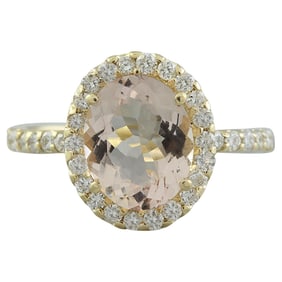 Morganite Diamond Ring 14K Yellow Gold