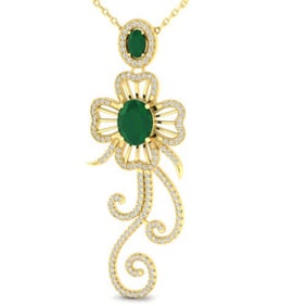 5.85 ctw Emerald & Micro Designer VS/SI Diamond Earrings 14k Yellow Gold