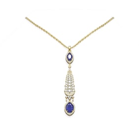 5.72 ctw Sapphire & Diamond Necklace 18K Yellow Gold