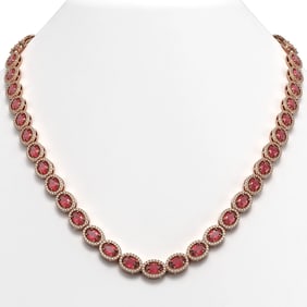 31.1 ctw Tourmaline & Diamond Micro Pave Halo Necklace 10k Rose Gold