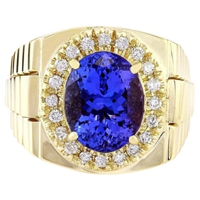 Tanzanite Diamond Ring 14K Yellow Gold