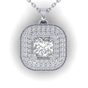 1.60 ctw Princess VS/SI Diamond Art Deco Micro Necklace 14k White Gold